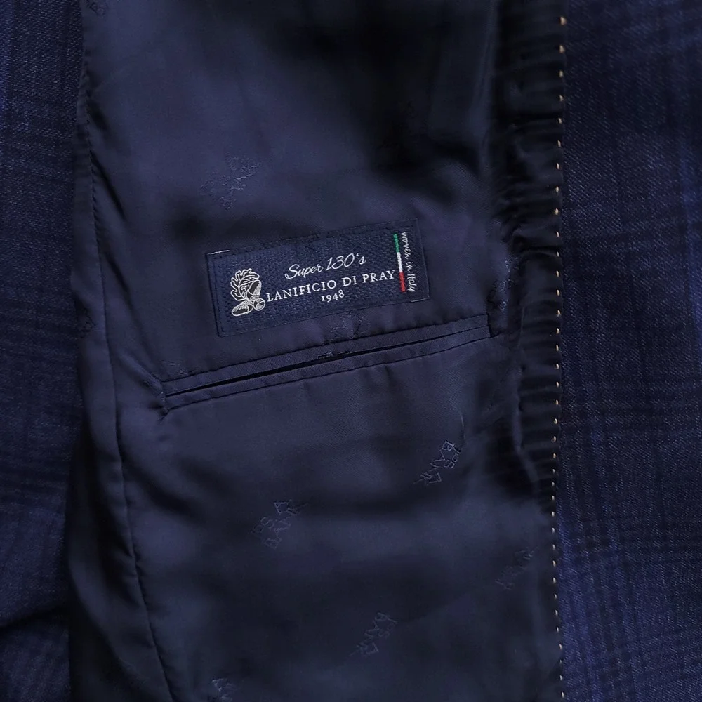 Jos A Bank Reserve Blazer Mens 42R Blue Plaid Lanificio Di Pray 130s Wool Jacket